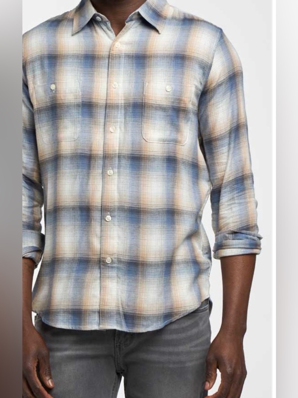 Ben Sherman Plaid Peached Twill Plaid Button Down Long Sleeve Shirt
